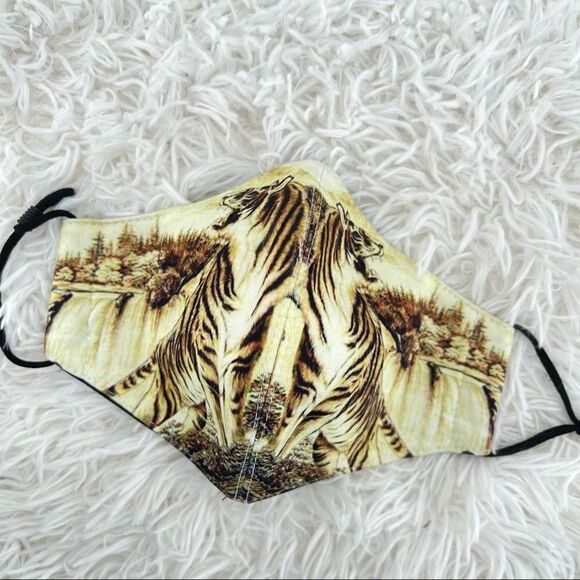 Woman/Man/Kid Reusable Double Sided Tiger Print Adjustable Ear Loops Face Mask - Picture 7 of 7